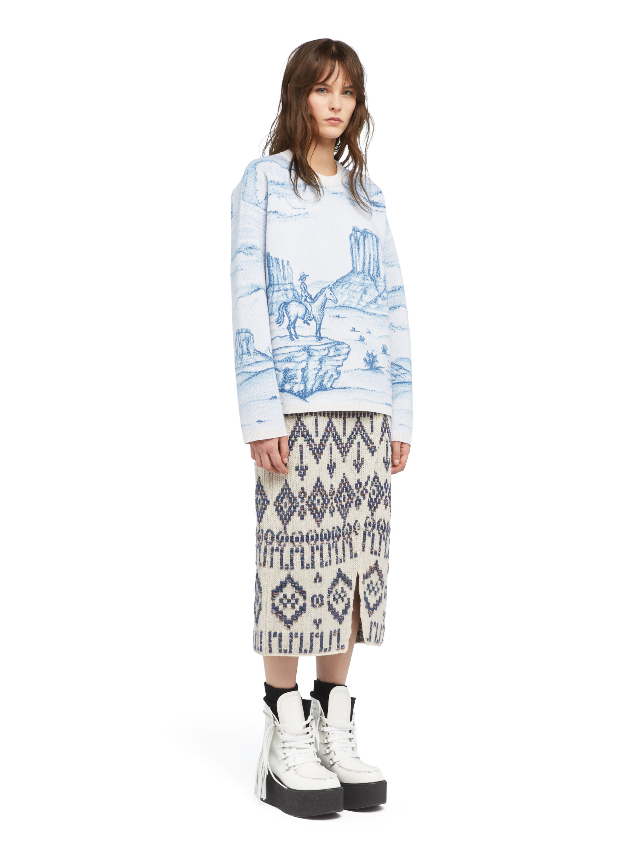Alanui Silent Rider Sweater Chalk-Bluebell LWHE068E25KNI002