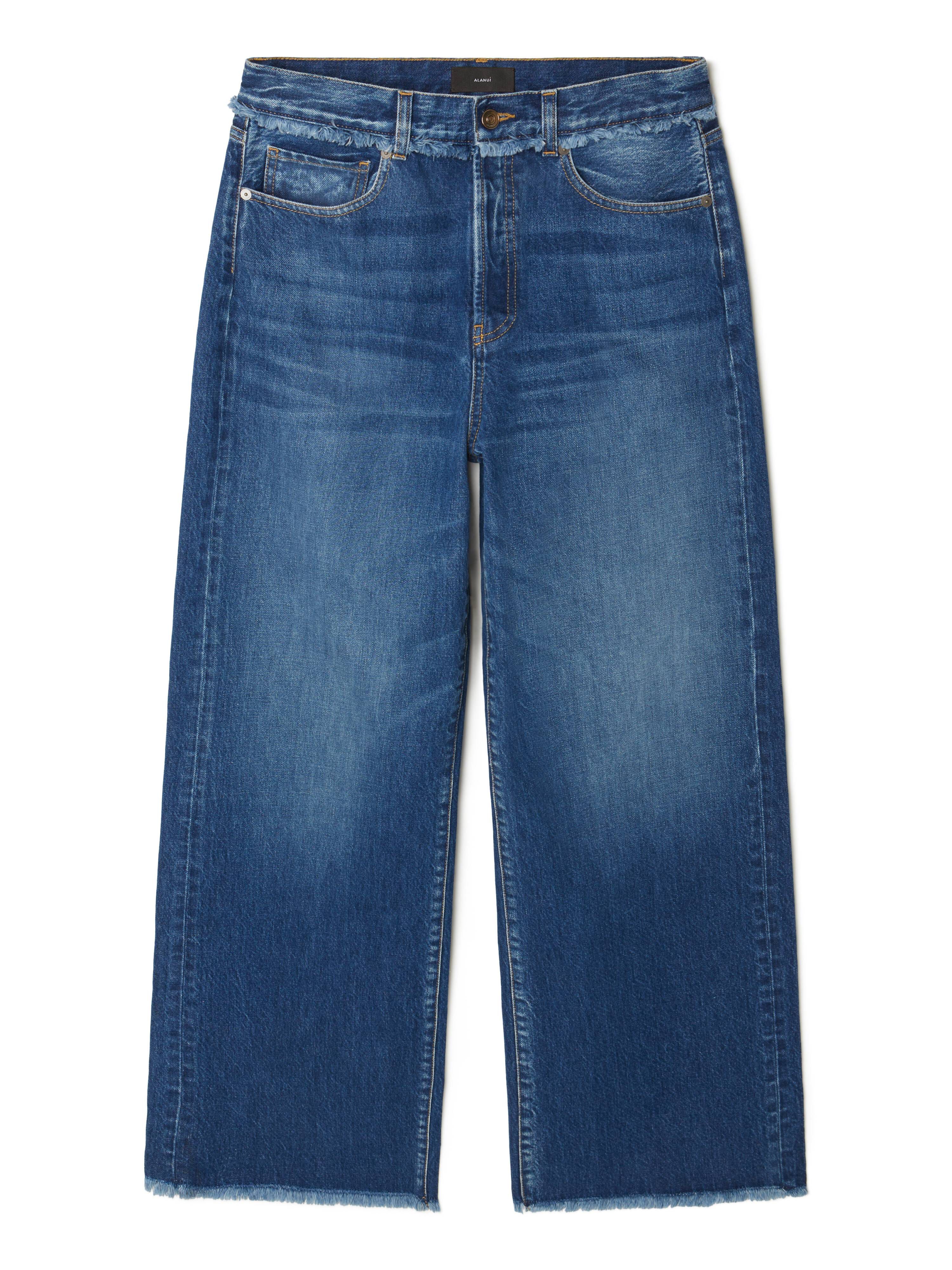 Alanui Fringed Relaxed Denim Pants Dark Wash Blue Denim LWYA01AR25DEN001