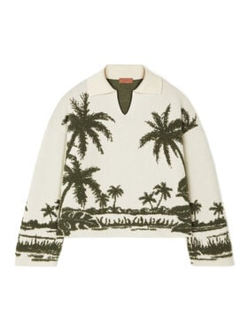 Alanui Palm Grove Tales Polo Ivory-Olive LWHV002E25KNI002