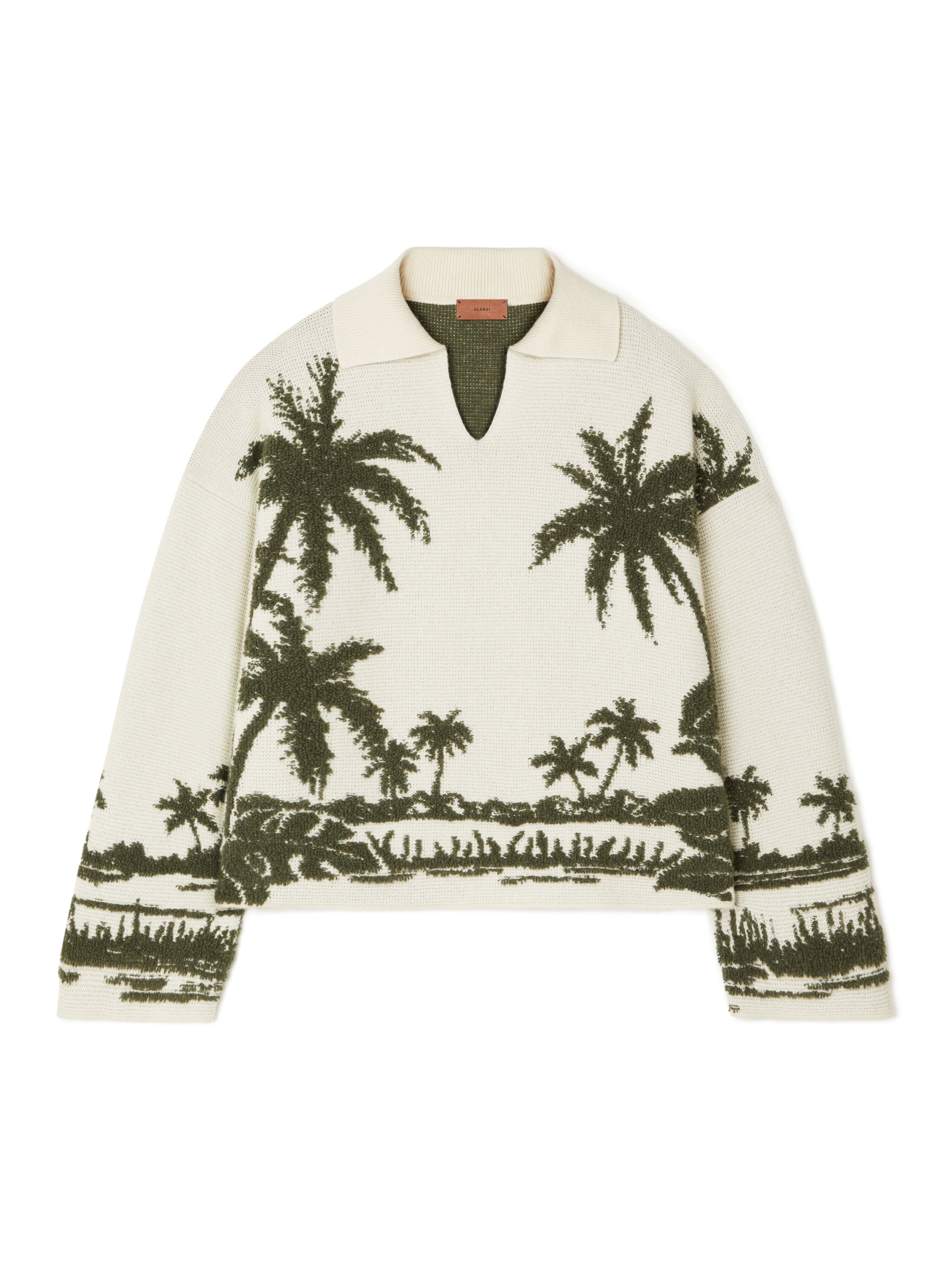 Alanui Palm Grove Tales Polo Ivory-Olive LWHV002E25KNI002