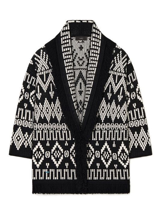 Alanui Jungle Beat Cardigan Black-White LWHB064R25KNI003