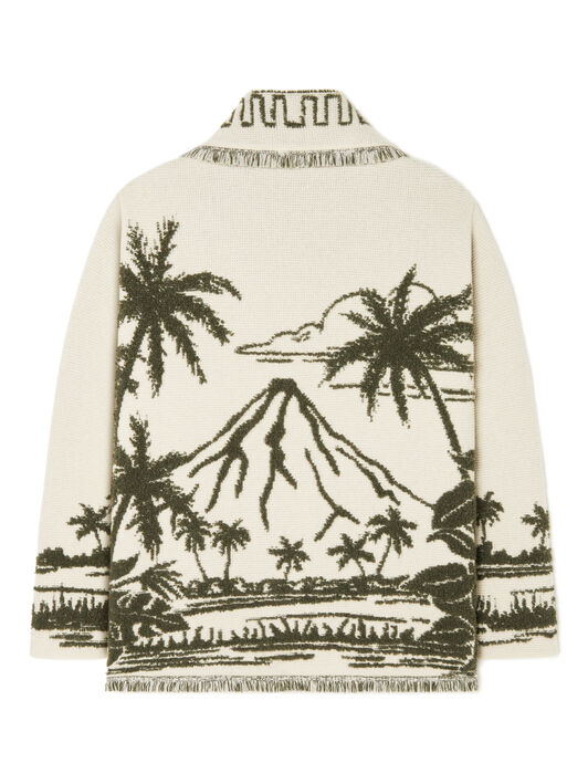 Alanui Palm Grove Tales Cardigan Ivory-Olive LMHB039E25KNI002