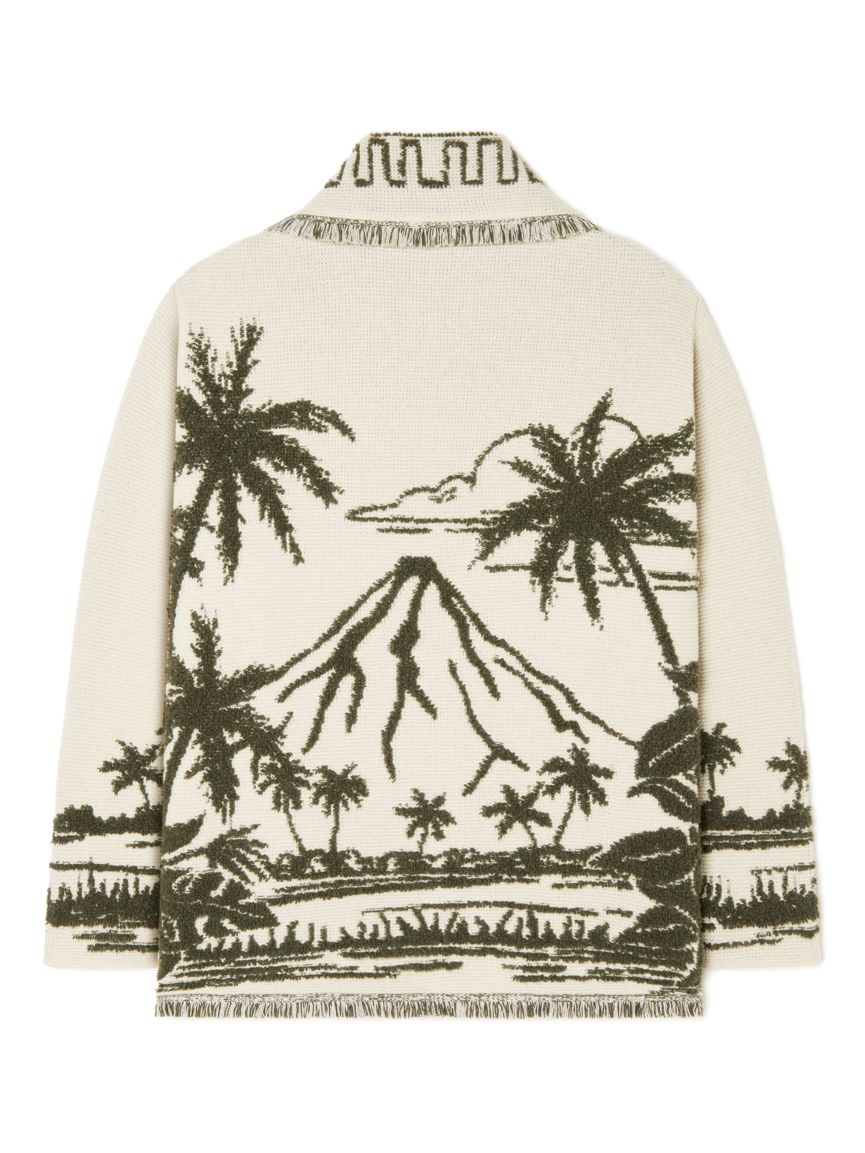 Alanui Palm Grove Tales Cardigan Ivory-Olive LMHB039E25KNI002