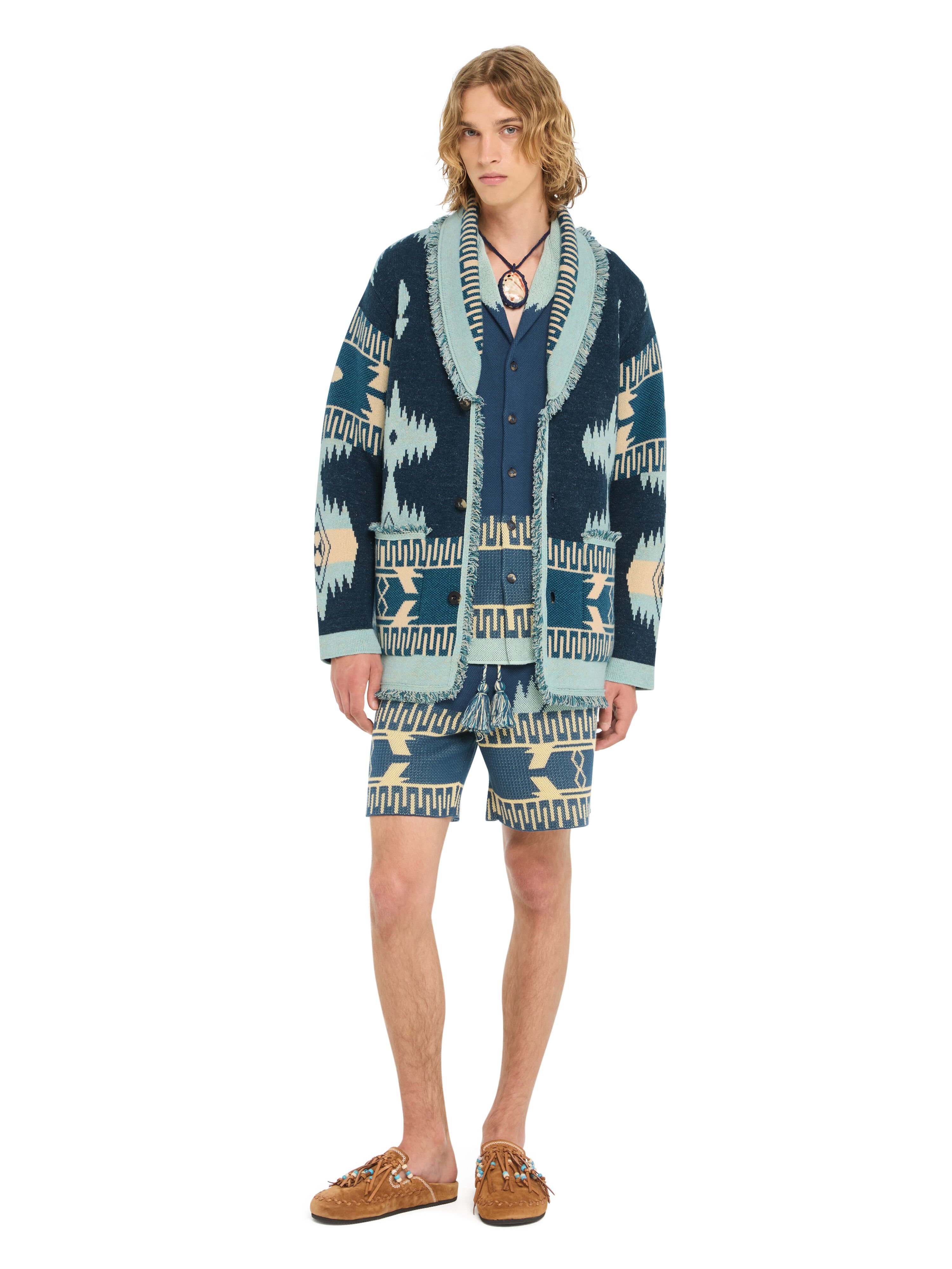 Alanui Icon Jacquard Cardigan Arbour-Light Blue LMHB038R26KNI001