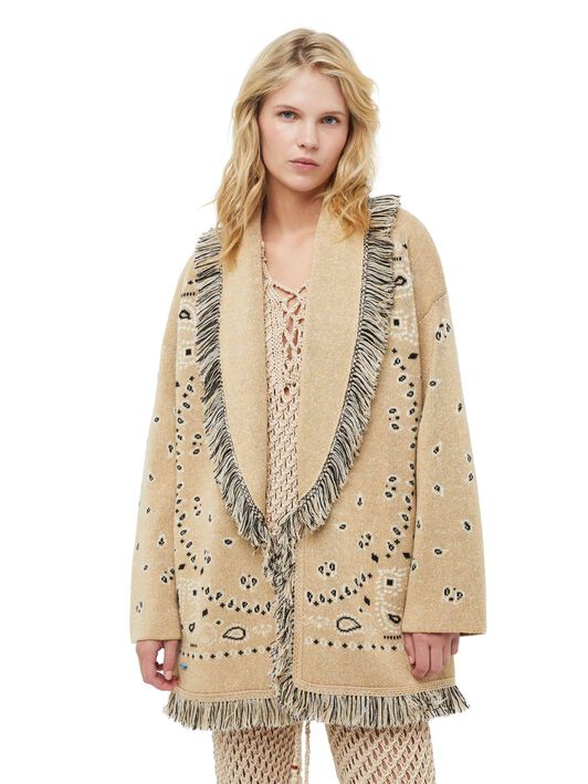 Alanui Bandana Jacquard Cardigan Honeycomb-Multicolor LWHB064S23KNI007