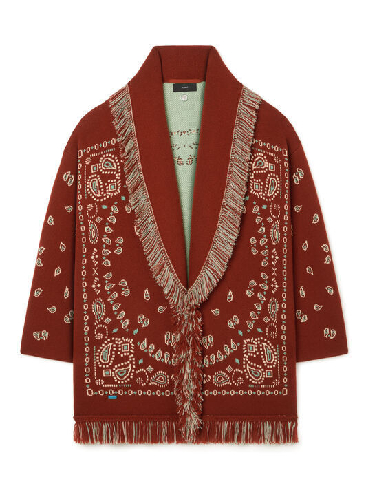 Alanui Bandana Jacquard Cardigan Harissa-New Sage LWHB064R26KNI030 Alanui Bandana Jacquard Cardigan Harissa-New Sage LWHB064R26KNI030