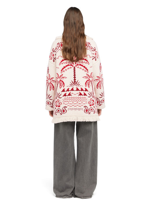 Alanui Glimpse Of Eden Cardigan Chalk-Ruby LWHB064E25KNI00C