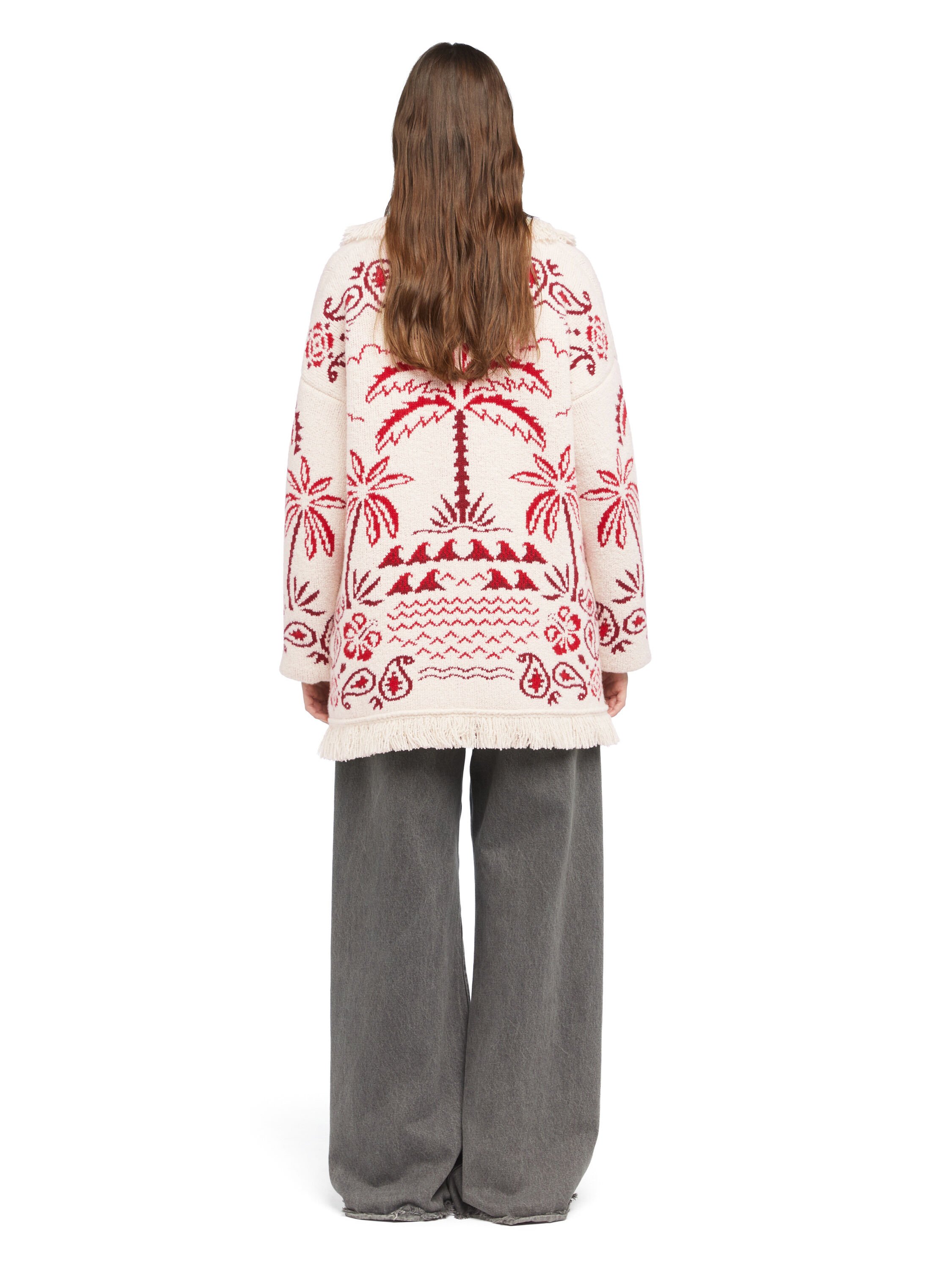 Alanui Glimpse Of Eden Cardigan Chalk-Ruby LWHB064E25KNI00C