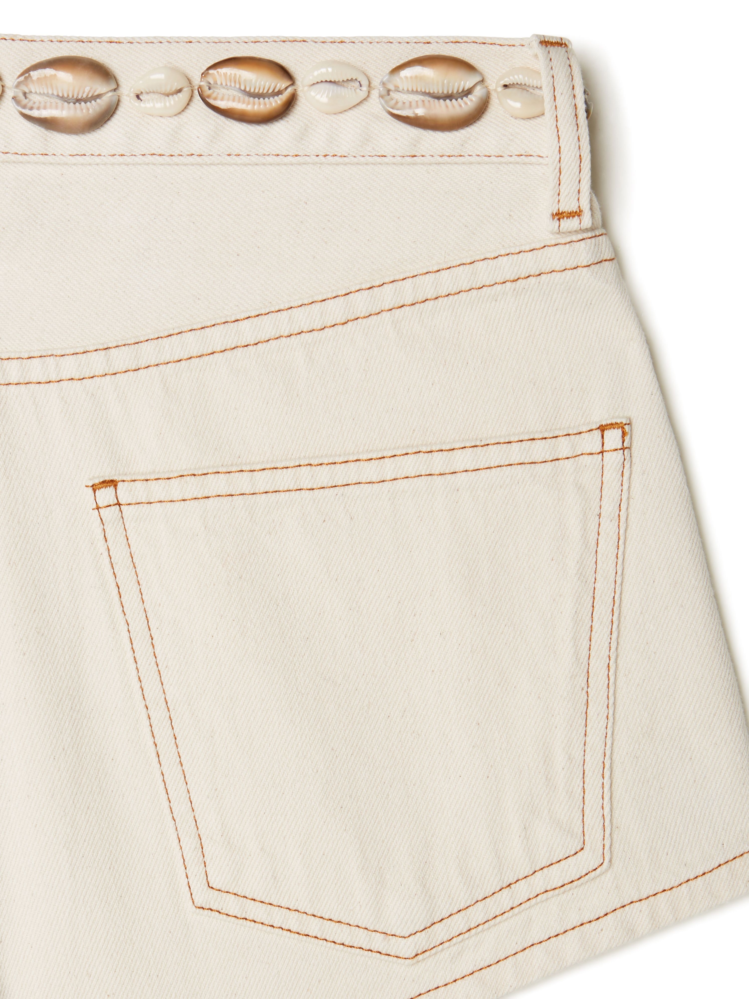 Alanui Ocean Dream Denim Shorts White Raw Denim LWYC009R25DEN003