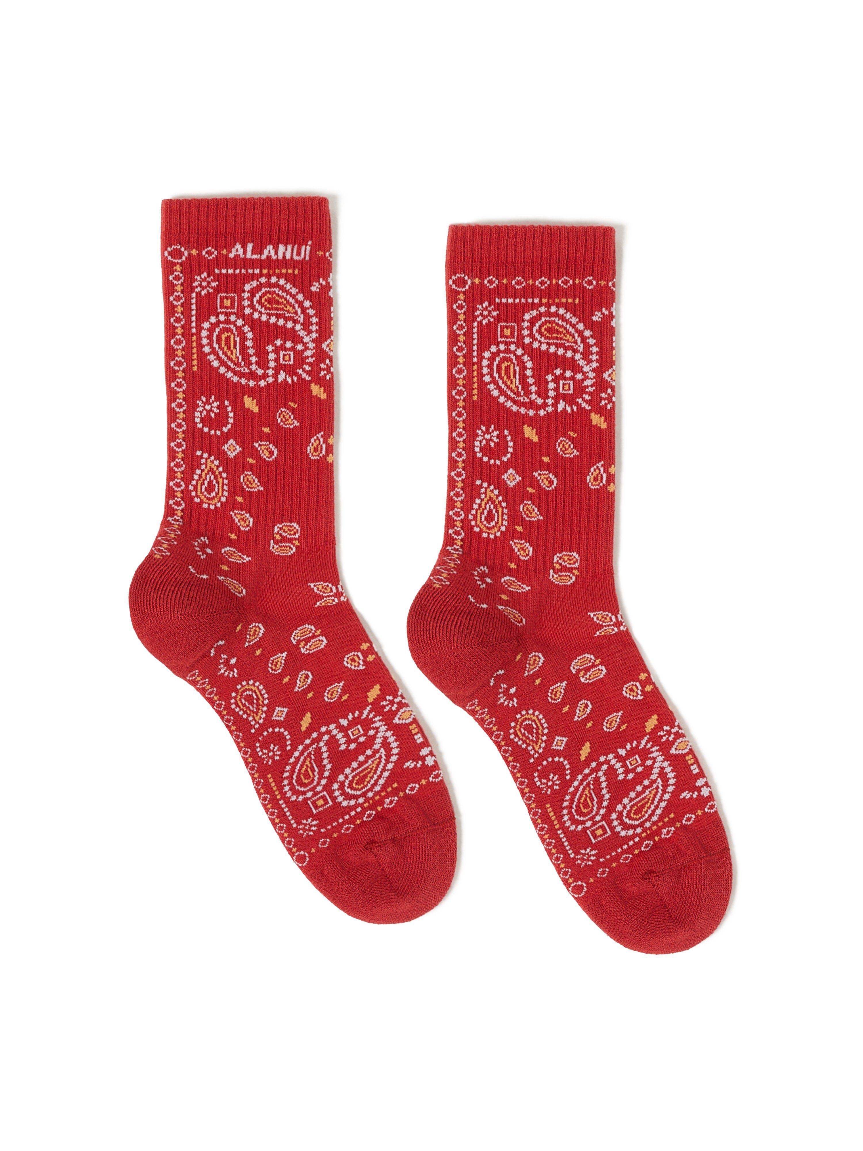 Alanui Bandana Socks Ruby Red-Cognac LWRA007R25KNI001