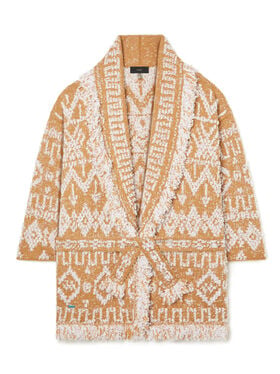 Alanui Send Beat Cardigan Sand-White Pearl
