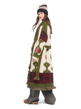 Alanui Icon Jacquard Coat Ivory-Olive