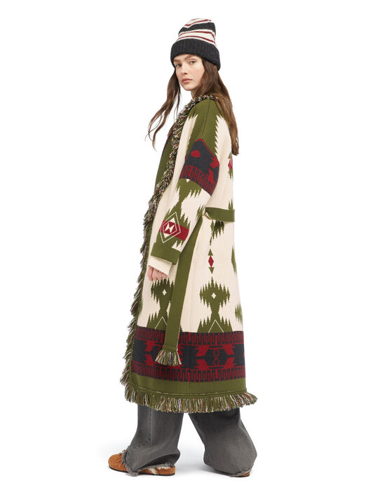 Alanui Icon Jacquard Coat Ivory-Olive LWHQ003E25KNI001