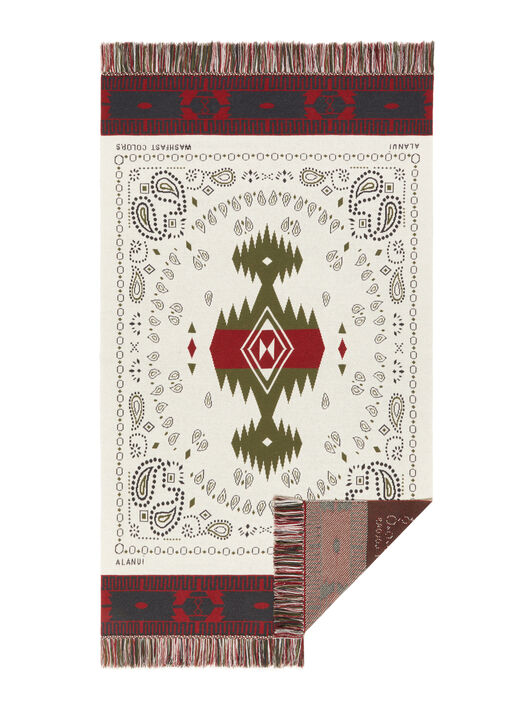 Alanui Bandana Jacquard Blanket Ivory-Olive LWRO002E25KNI001