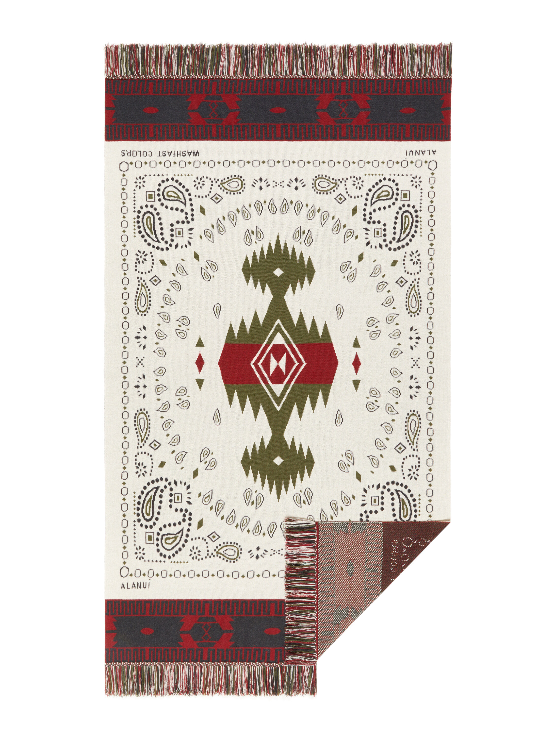 Alanui Bandana Jacquard Blanket Ivory-Olive LWRO002E25KNI001