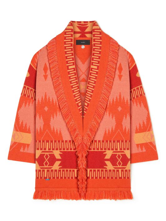 Alanui Icon Jacquard Cardigan Papaya-Sunset Orange LWHB064R24KNI001