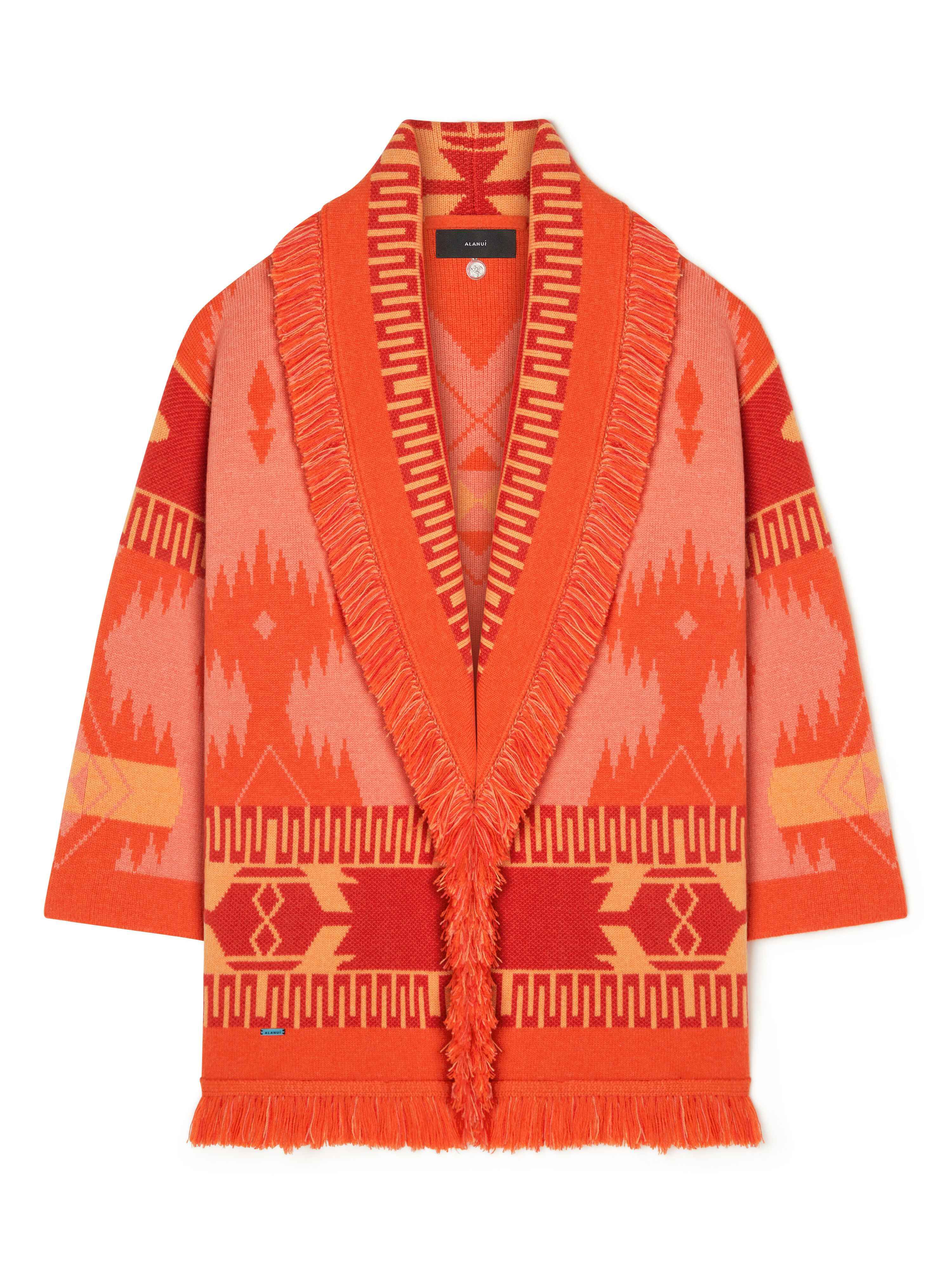 Alanui Icon Jacquard Cardigan Papaya-Sunset Orange LWHB064R24KNI001