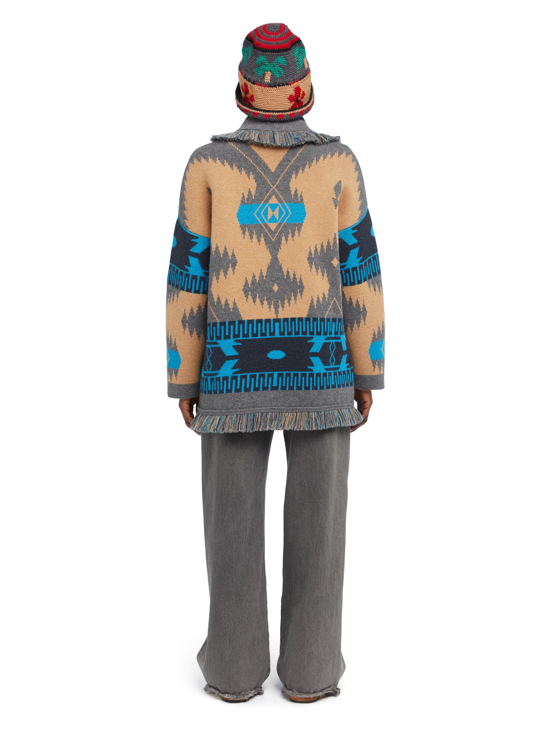 Alanui Icon Jacquard Cardigan Camel-Iron LWHB064E25KNI002