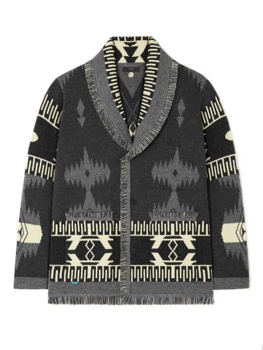 Alanui Icon Jacquard Cardigan Charcoal-Ardesia LMHB038E25KNI001 Alanui Icon Jacquard Cardigan Charcoal-Ardesia LMHB038E25KNI001