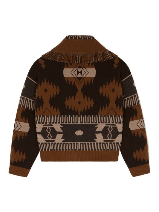 Alanui Icon Jacquard Cardi-Bomber Coffee-Dakar LWHB026E24KNI002