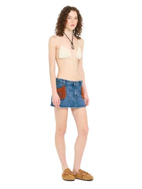 Alanui Golden Dusk Denim Mini Skirt Medium Wash Denim