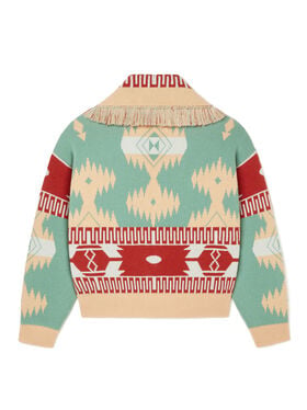 Alanui Icon Jacquard Cardi-Bomber Parrot-Peach
