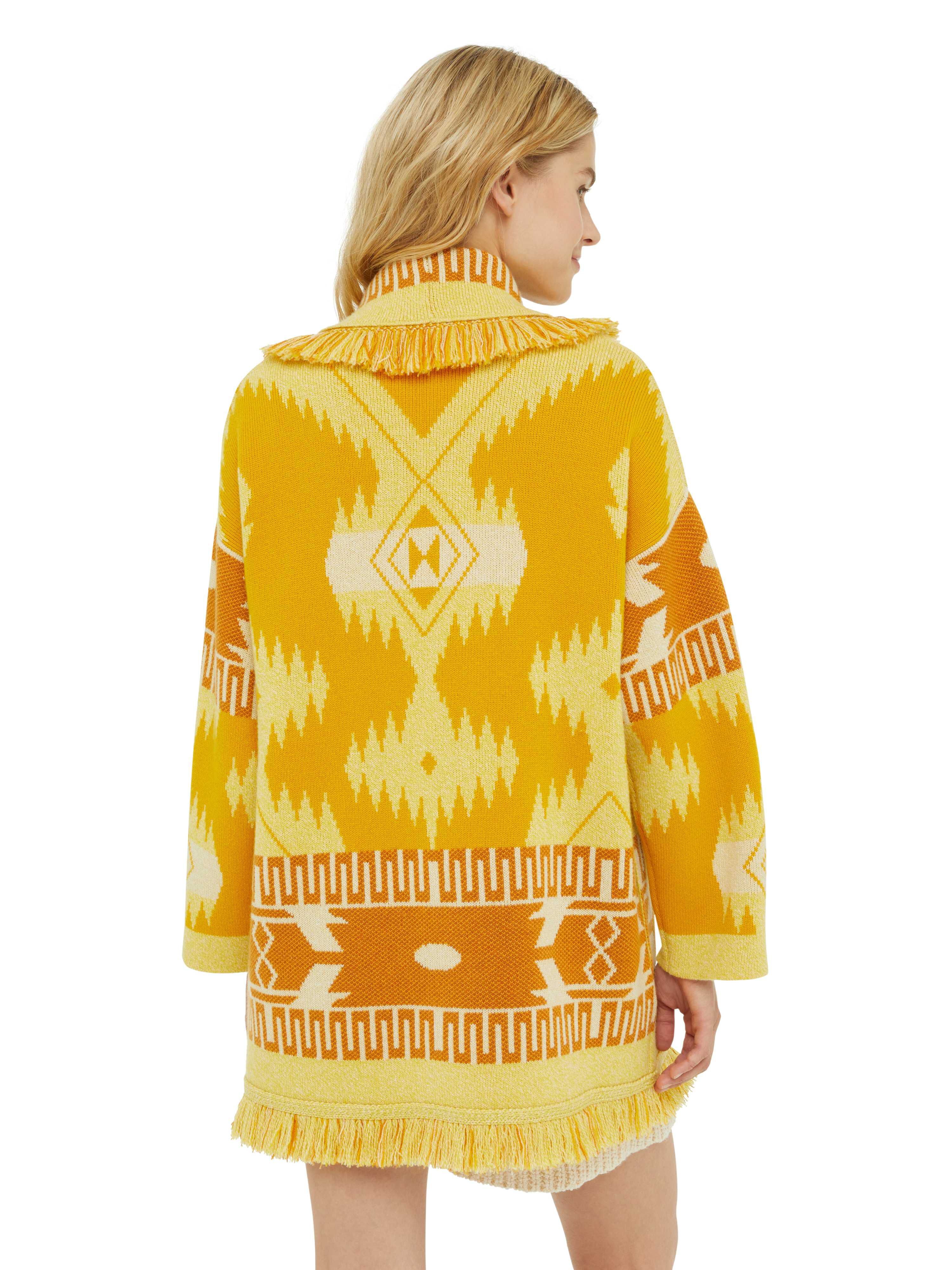 Alanui Icon Jacquard Cardigan Curcuma-Gold LWHB064R24KNI001