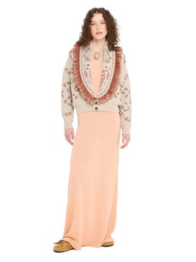 Alanui Bandana Jacquard Cardi-Bomber Chalk-Coral LWHB026R26KNI002