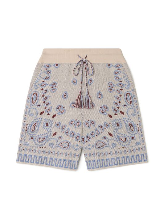 Alanui Cotton Piquet Bandana Bermuda Chalk-Marsala LMHM003R25KNI001