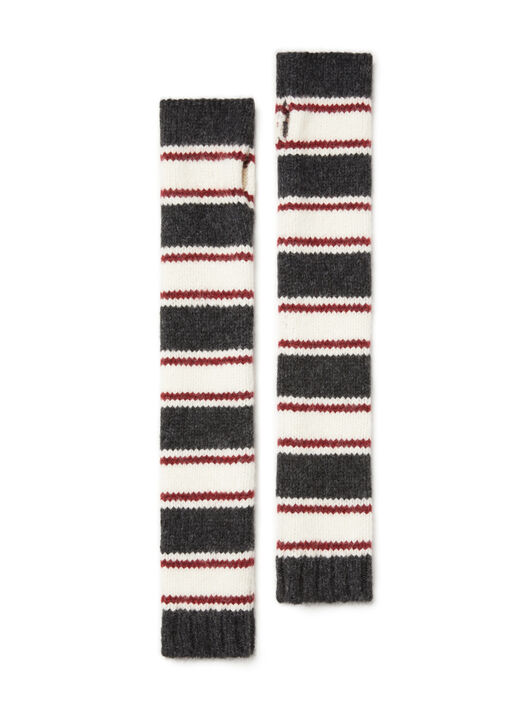 Alanui Grunge Stripes Sleeves Charcoal-Ruby LWNE009E25KNI002