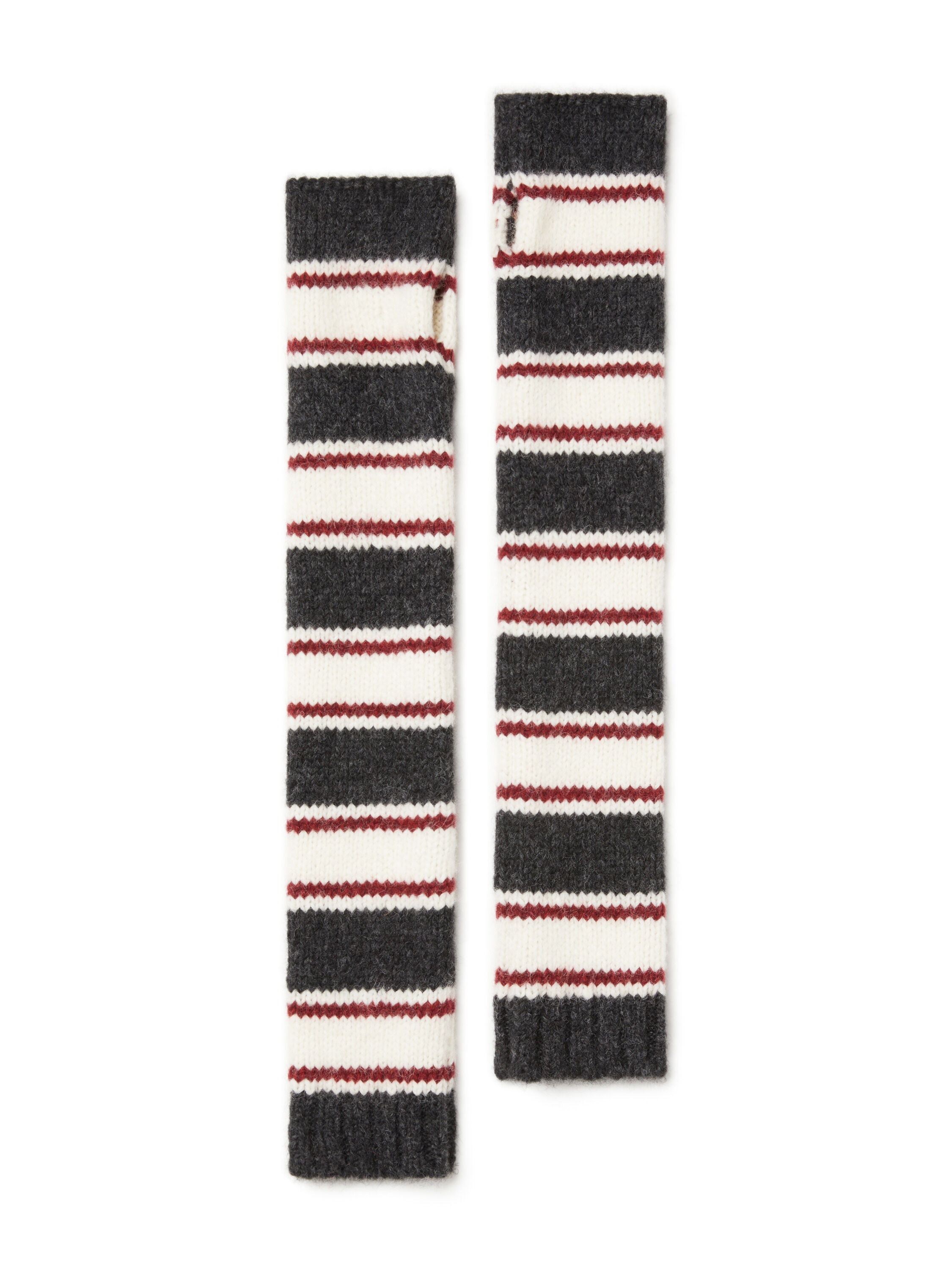 Alanui Grunge Stripes Sleeves Charcoal-Ruby LWNE009E25KNI002