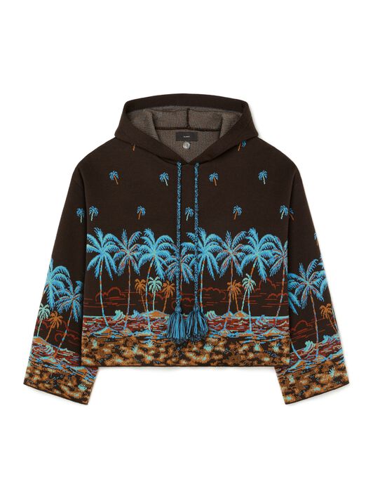 Alanui The Tale Of Hawaiian Hoodie Coffee-Linseed LWHU005R25KNI001