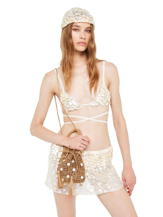 Alanui Precious Moments Raffia Satchel Bag Cocoa Delight LWMY006R26MAT001