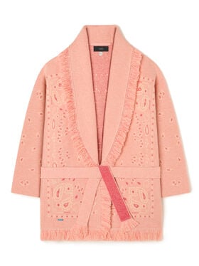 Alanui Bandana Jacquard Cardigan Calendula-Rosy Spike