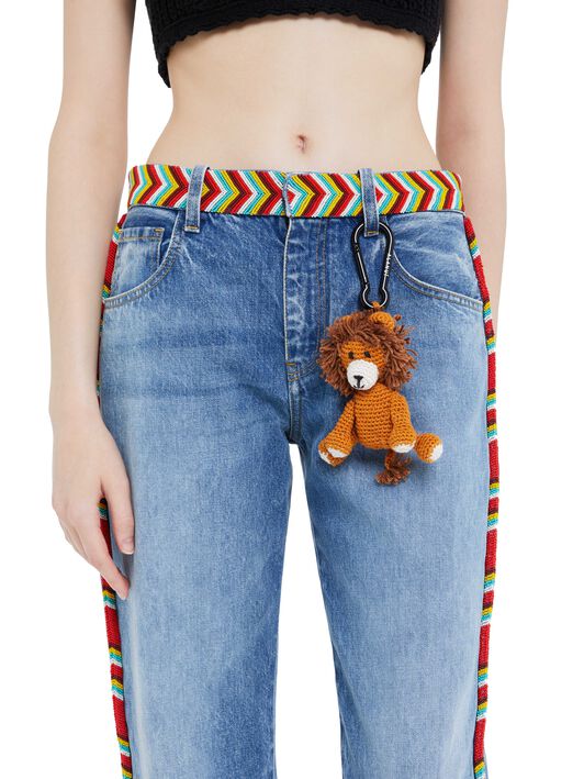 Alanui Handmade Lion Crochet Key Holder Pecan LWRE006R25KNI001