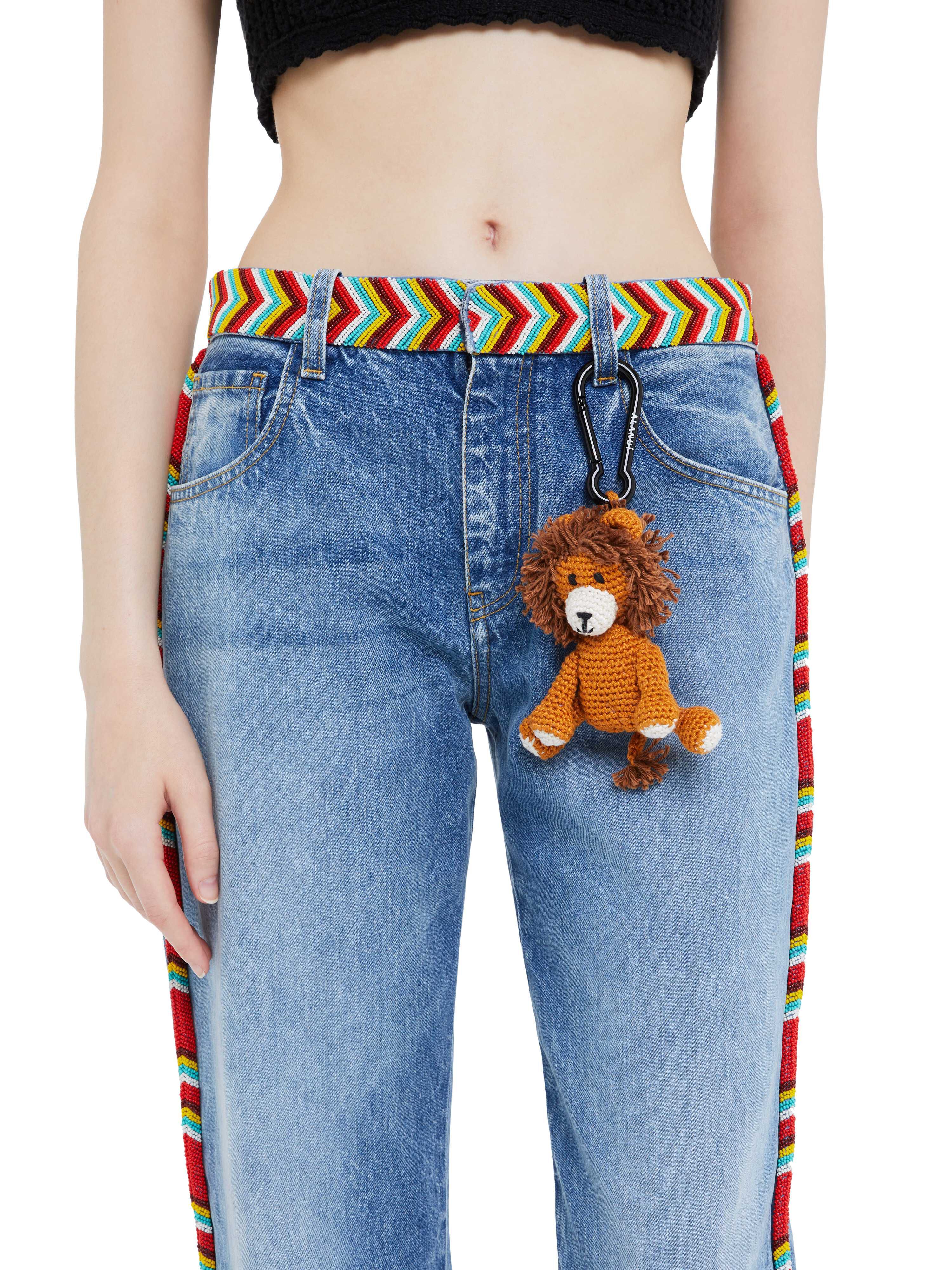 Alanui Handmade Lion Crochet Key Holder Pecan LWRE006R25KNI001