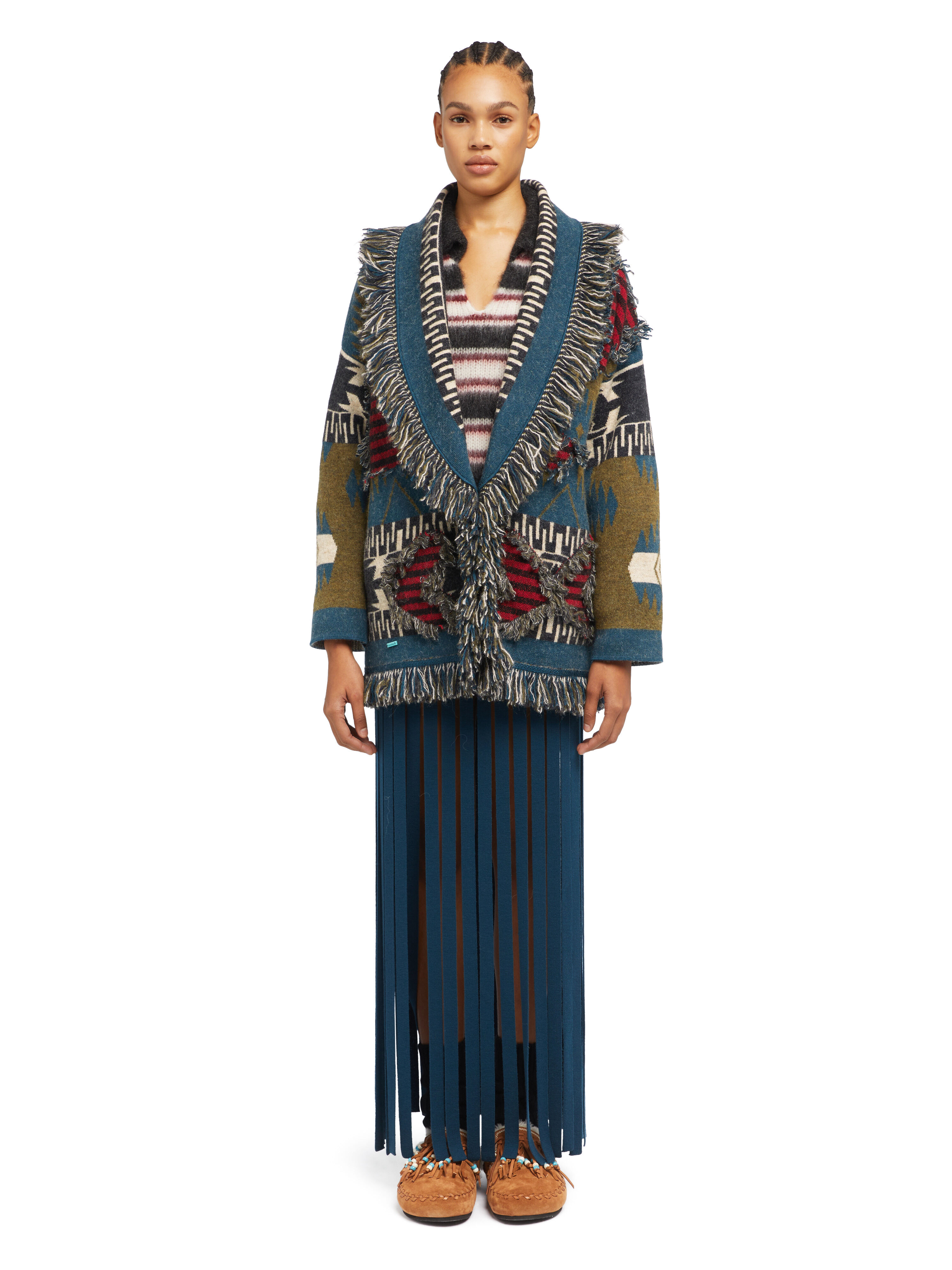 Alanui Grunge Anthem Cardigan Olive-Arbour LWHB064E25KNI00A