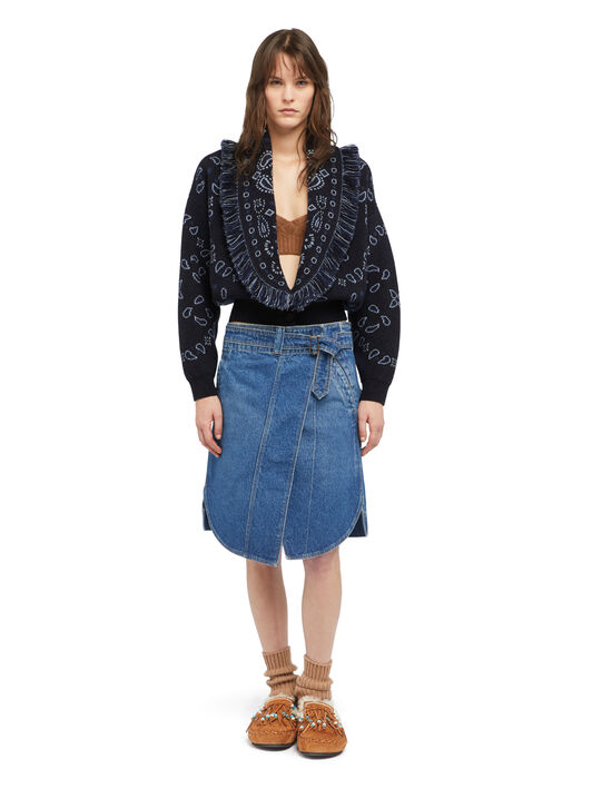 Alanui Bandana Jacquard Cardi-Bomber Midnight Blue-Multicolor LWHB026E25KNI001