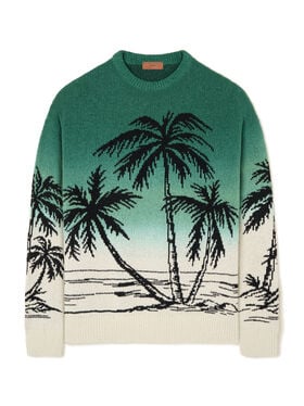 Alanui Wave Bloom Sweater Green Tide-Chalk
