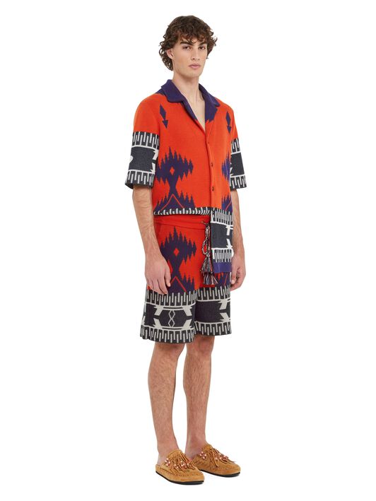 Alanui Cotton Piquet Icon Bermuda Furnace-Indigo LMHM003R25KNI002