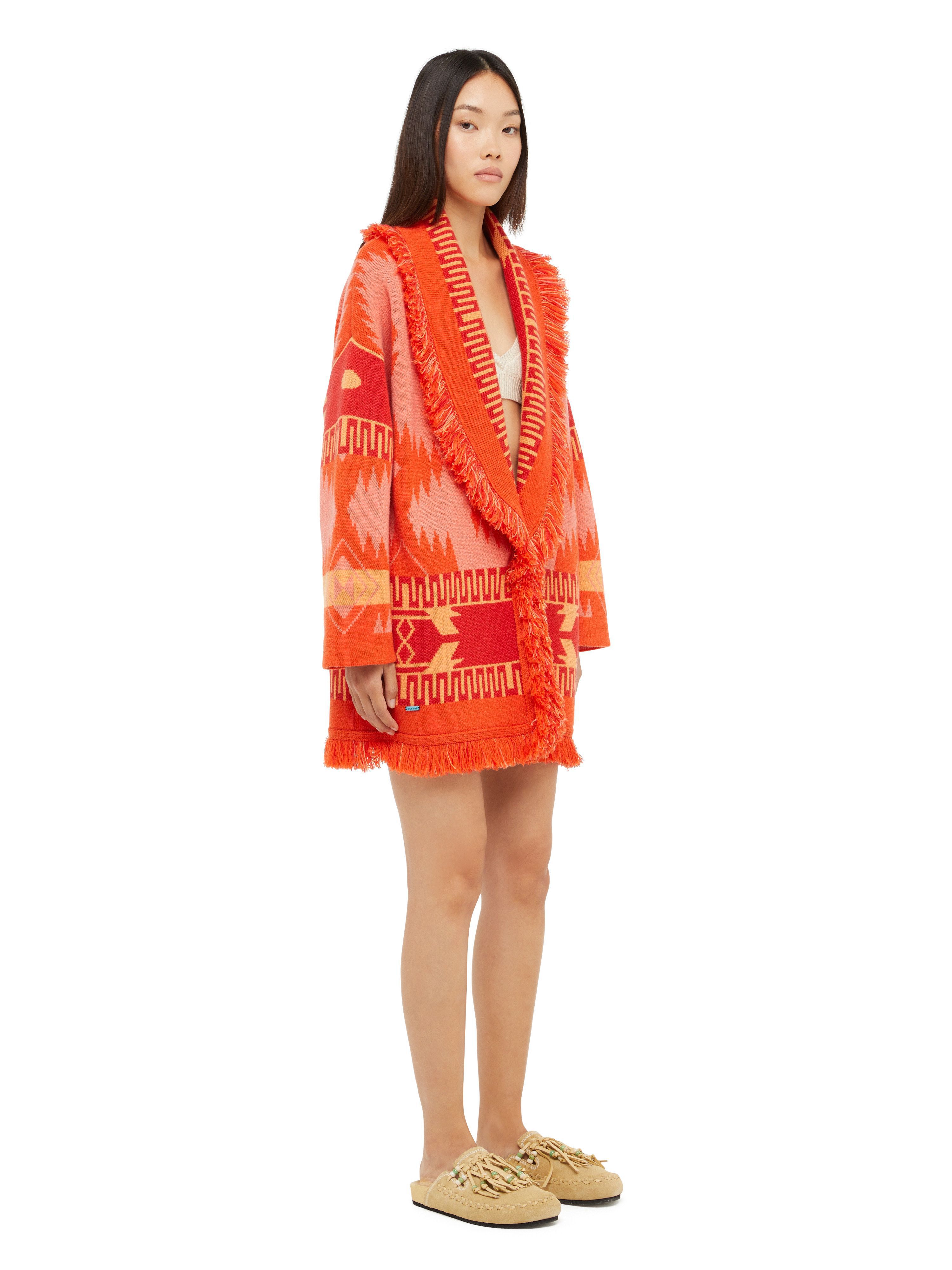 Alanui Icon Jacquard Cardigan Papaya-Sunset Orange LWHB064R24KNI001