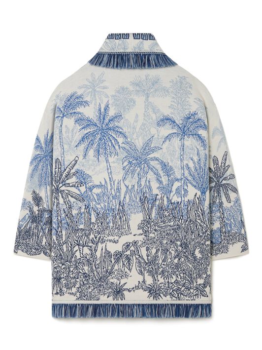 Alanui Jungle Toile De Jouy Cardigan Chalk-Deep Blue LWHB064R25KNI009