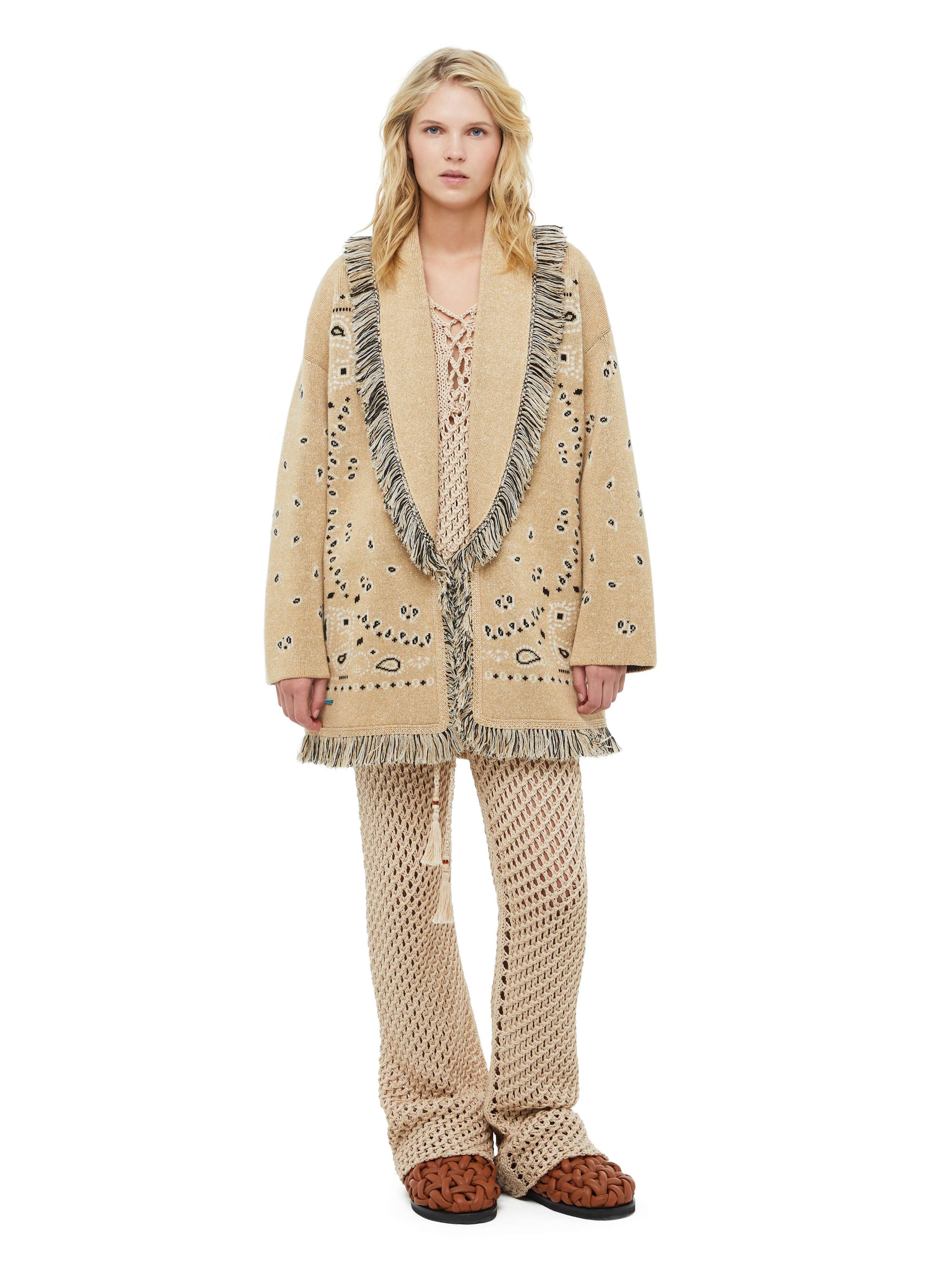 Alanui Bandana Jacquard Cardigan Honeycomb-Multicolor LWHB064S23KNI007