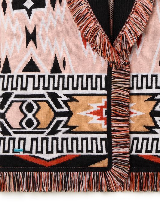 Alanui Geometric Roots Cardigan Flamingo Peach-Black LWHB064R25KNI00G