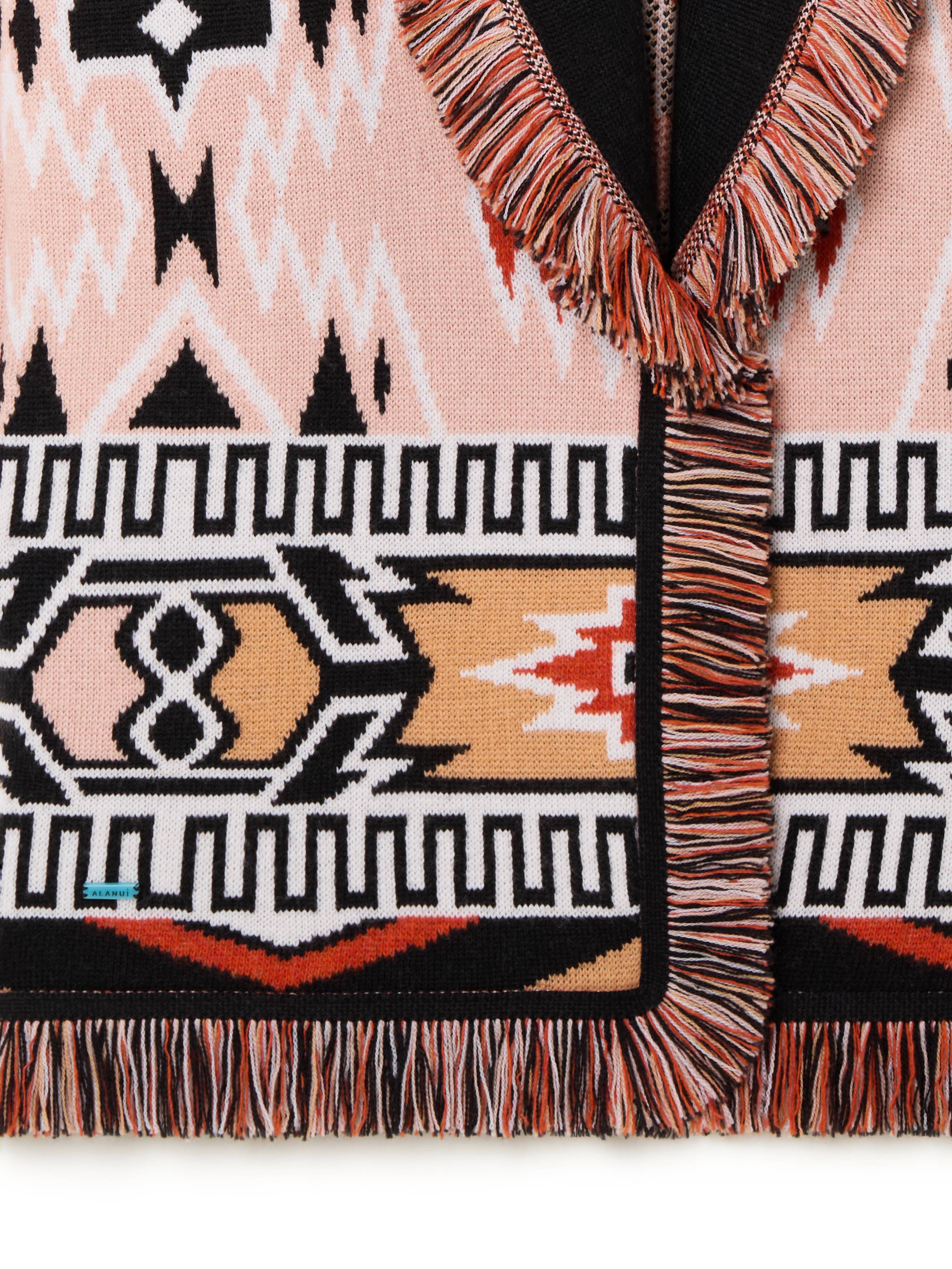 Alanui Geometric Roots Cardigan Flamingo Peach-Black LWHB064R25KNI00G