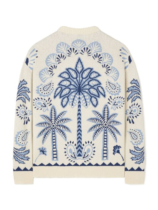 Alanui Wild Wonder Foulard Sweater Chalk-Indigo LMHE033R25KNI001