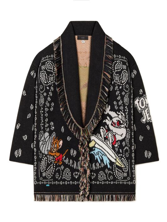 Alanui Tom & Jerry Bandana Jacquard Cardigan Black-Multicolor LWHB064R25KNI00J