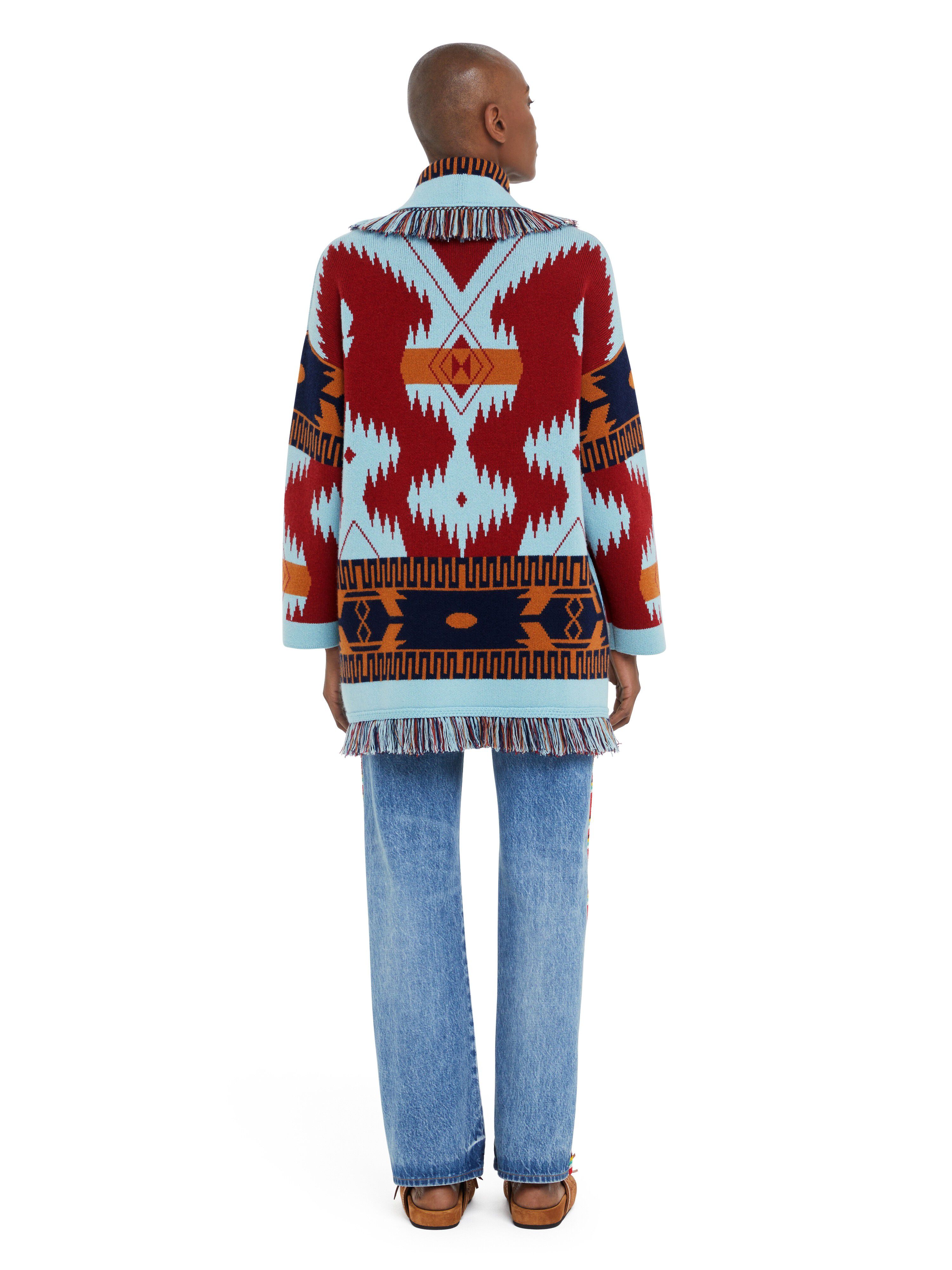 Alanui Icon Jacquard Cardigan Marsala-Sky Blue LWHB064R25KNI004