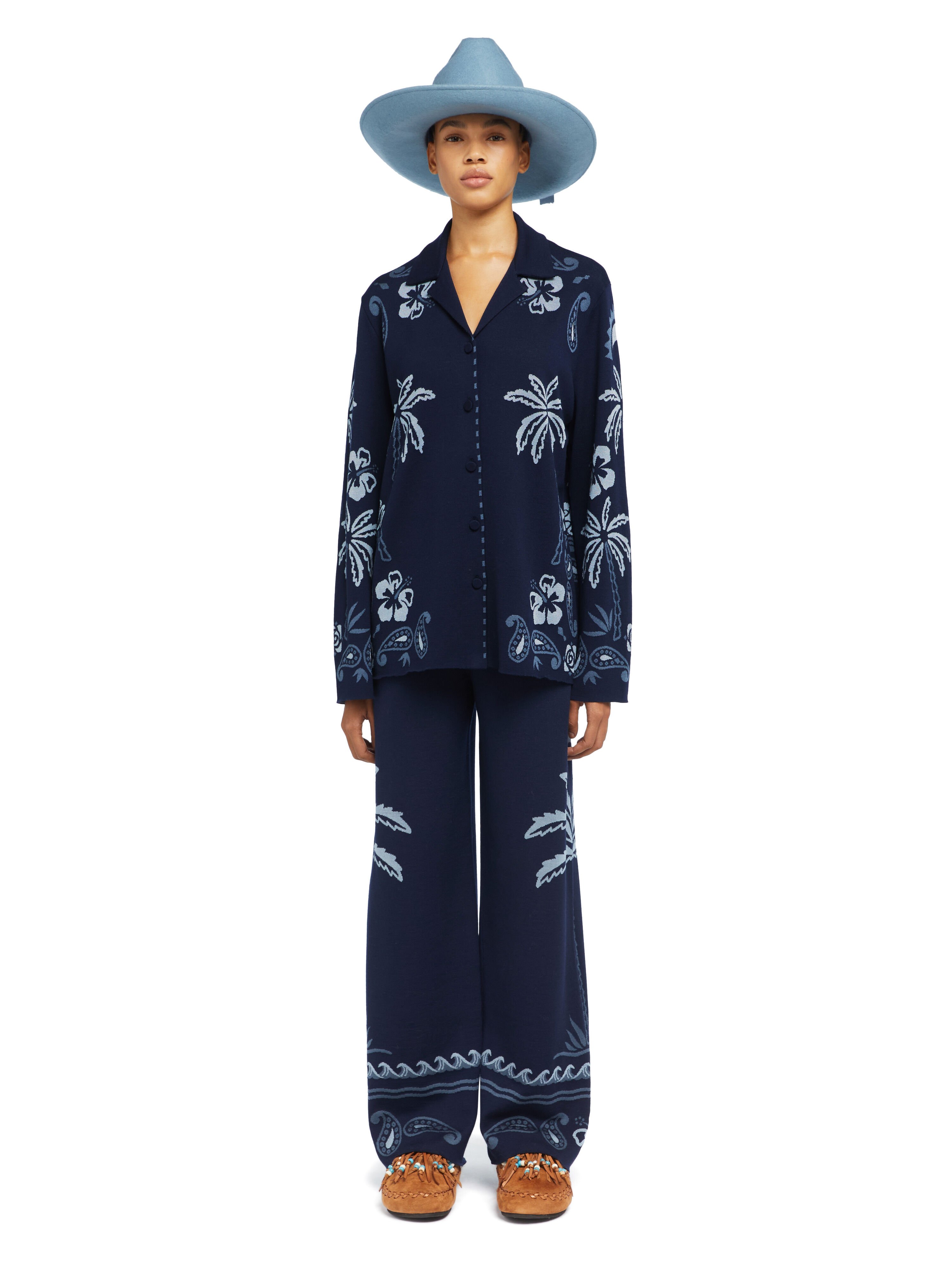 Alanui Glimpse Of Eden Shirt Midnight-Denim LWHY001E25KNI002