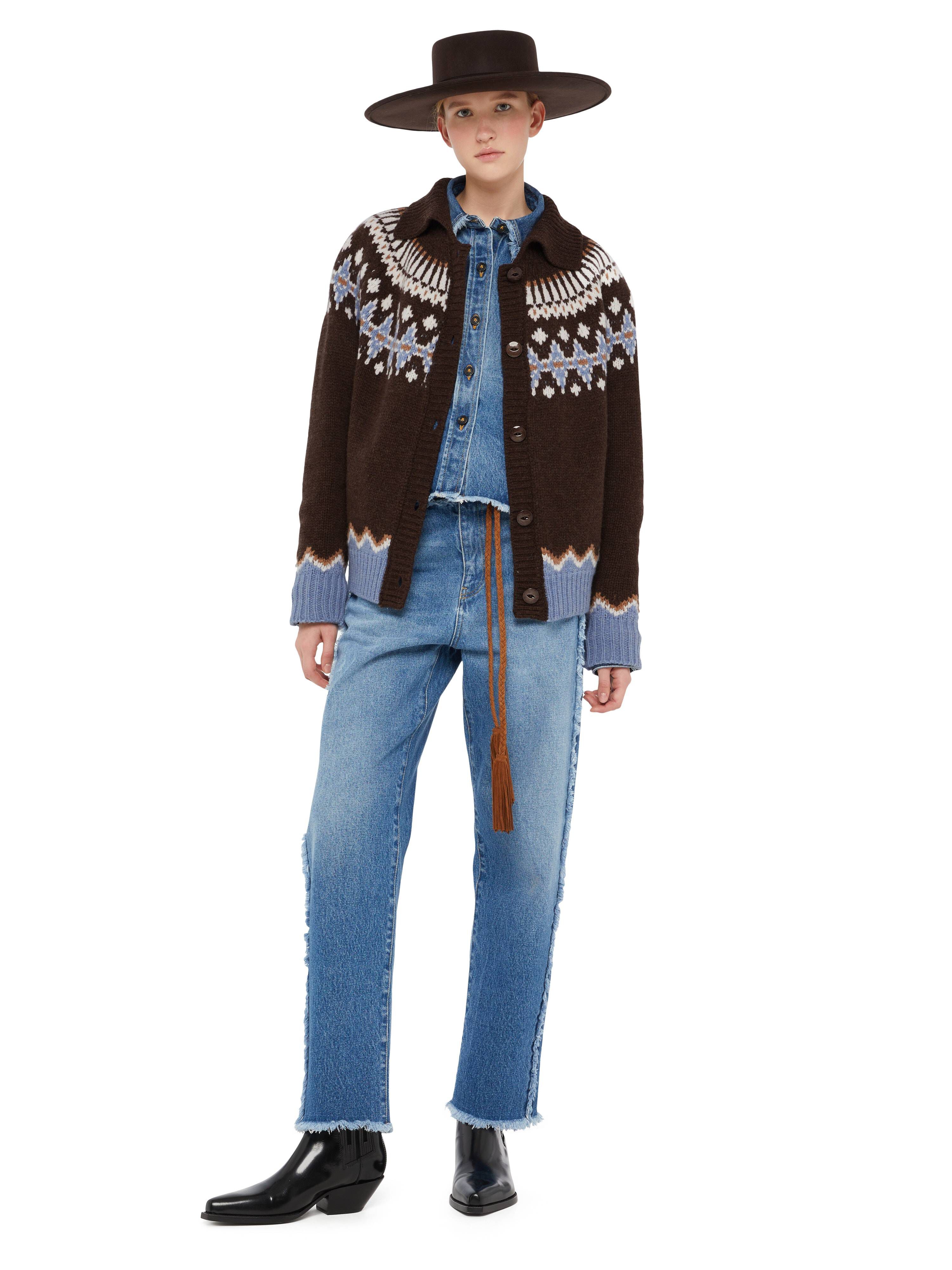 Alanui Sweet Winter Jacket Coffee-Multicolor LWHQ01DE24KNI001